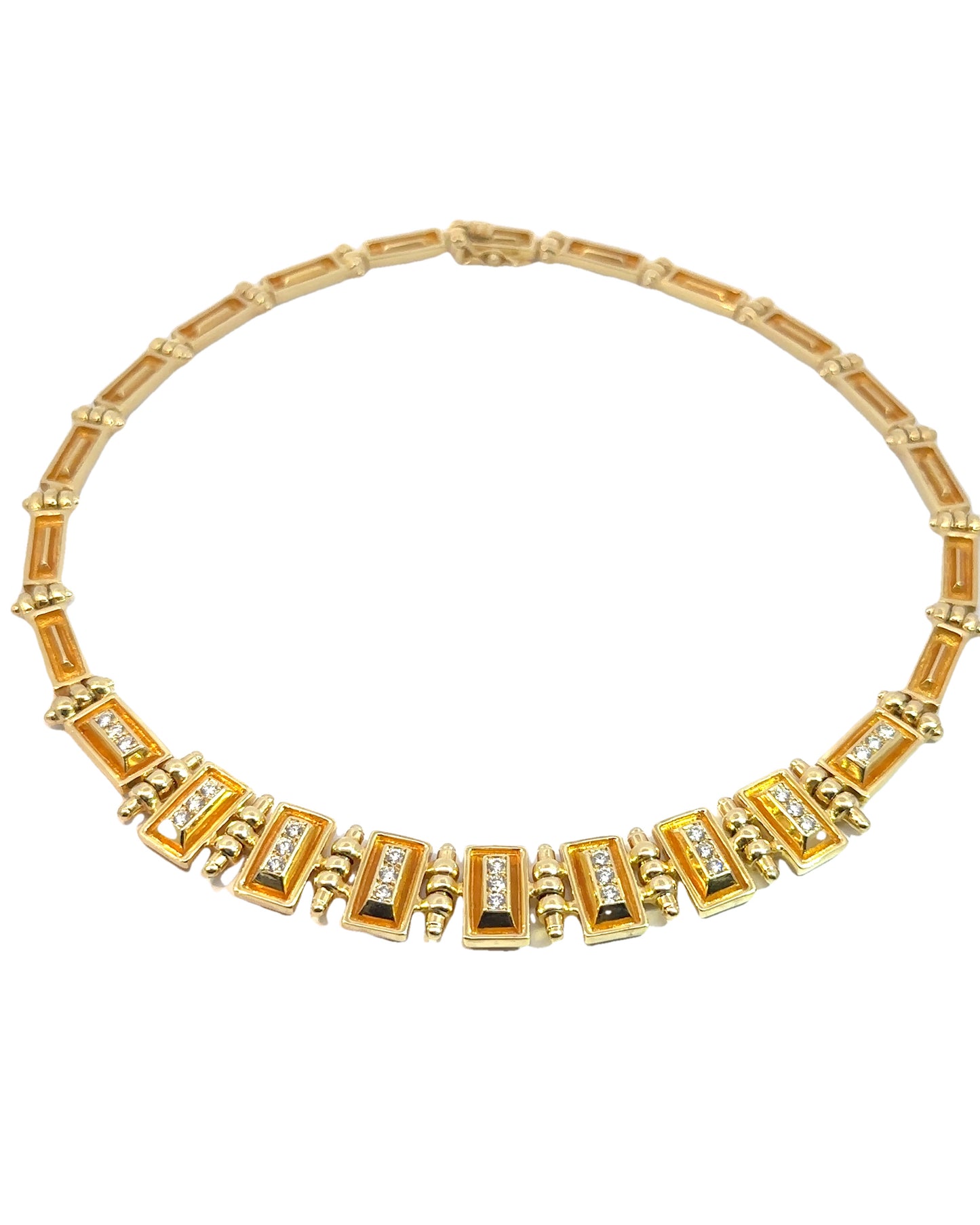 Estate Mapamenos Natepas Designer 18k Gold Diamond Collar Necklace