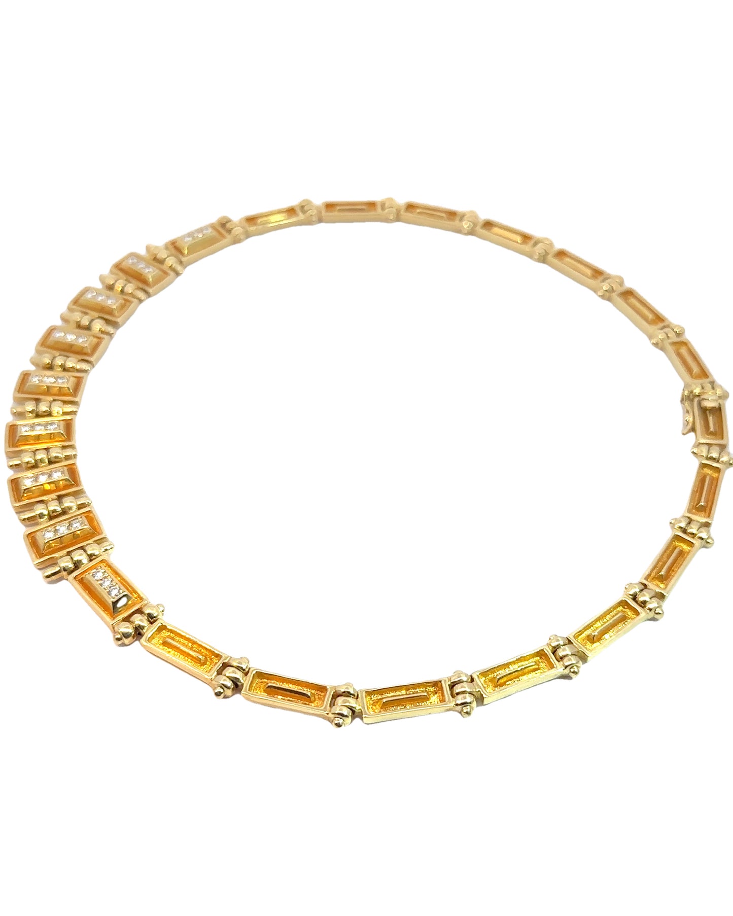 Estate Mapamenos Natepas Designer 18k Gold Diamond Collar Necklace