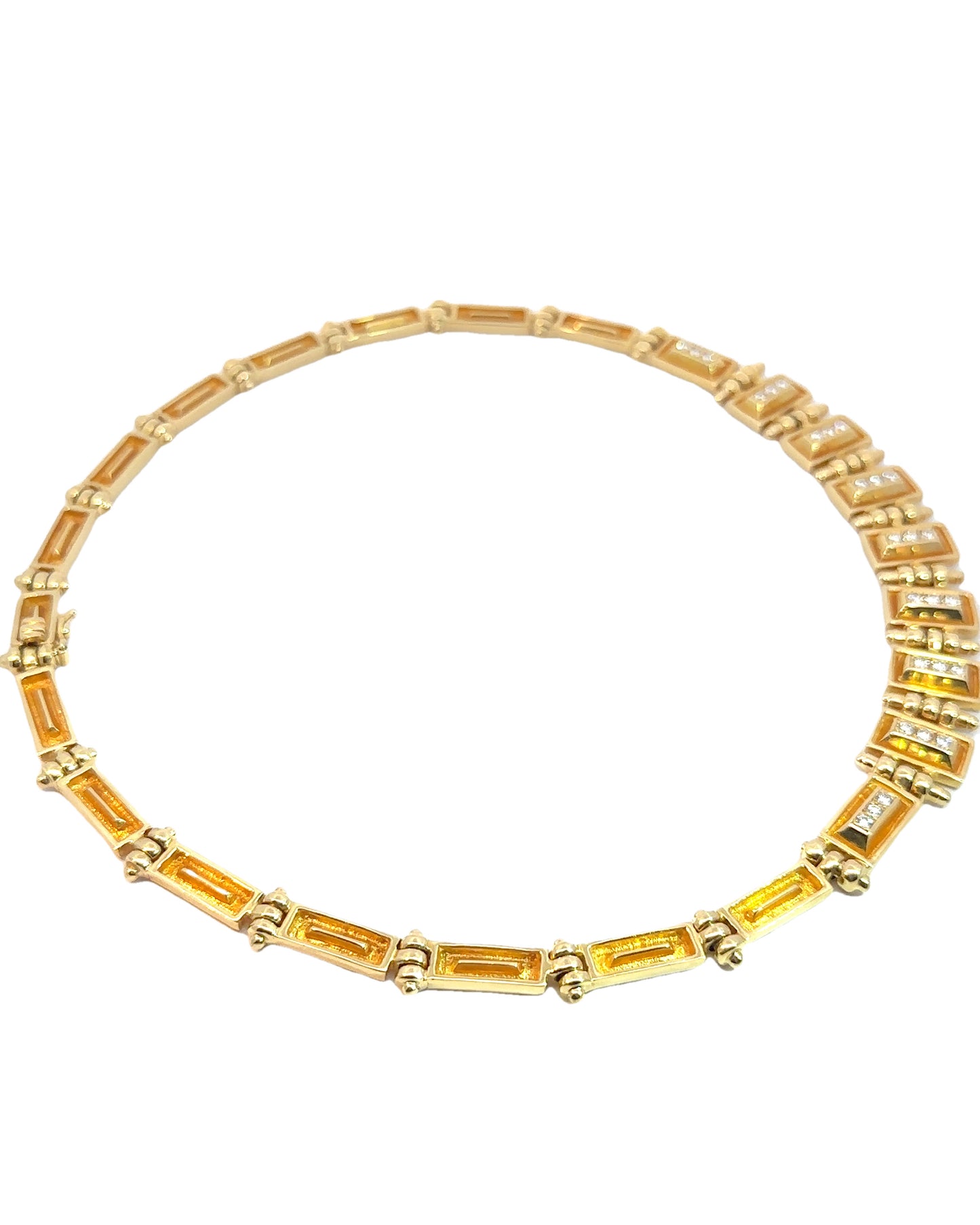 Estate Mapamenos Natepas Designer 18k Gold Diamond Collar Necklace