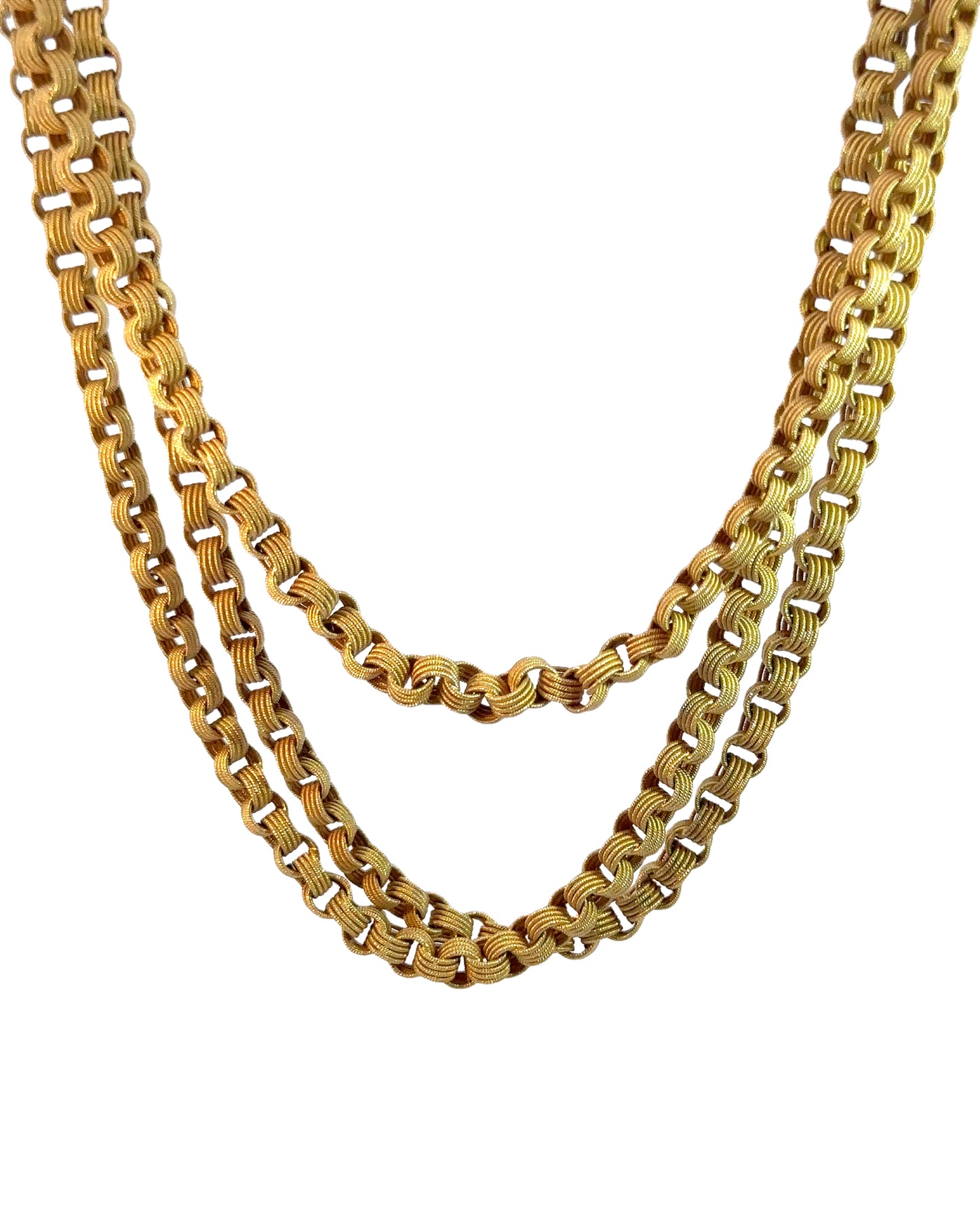 Antique 18k Matte Woven Rolo Chain