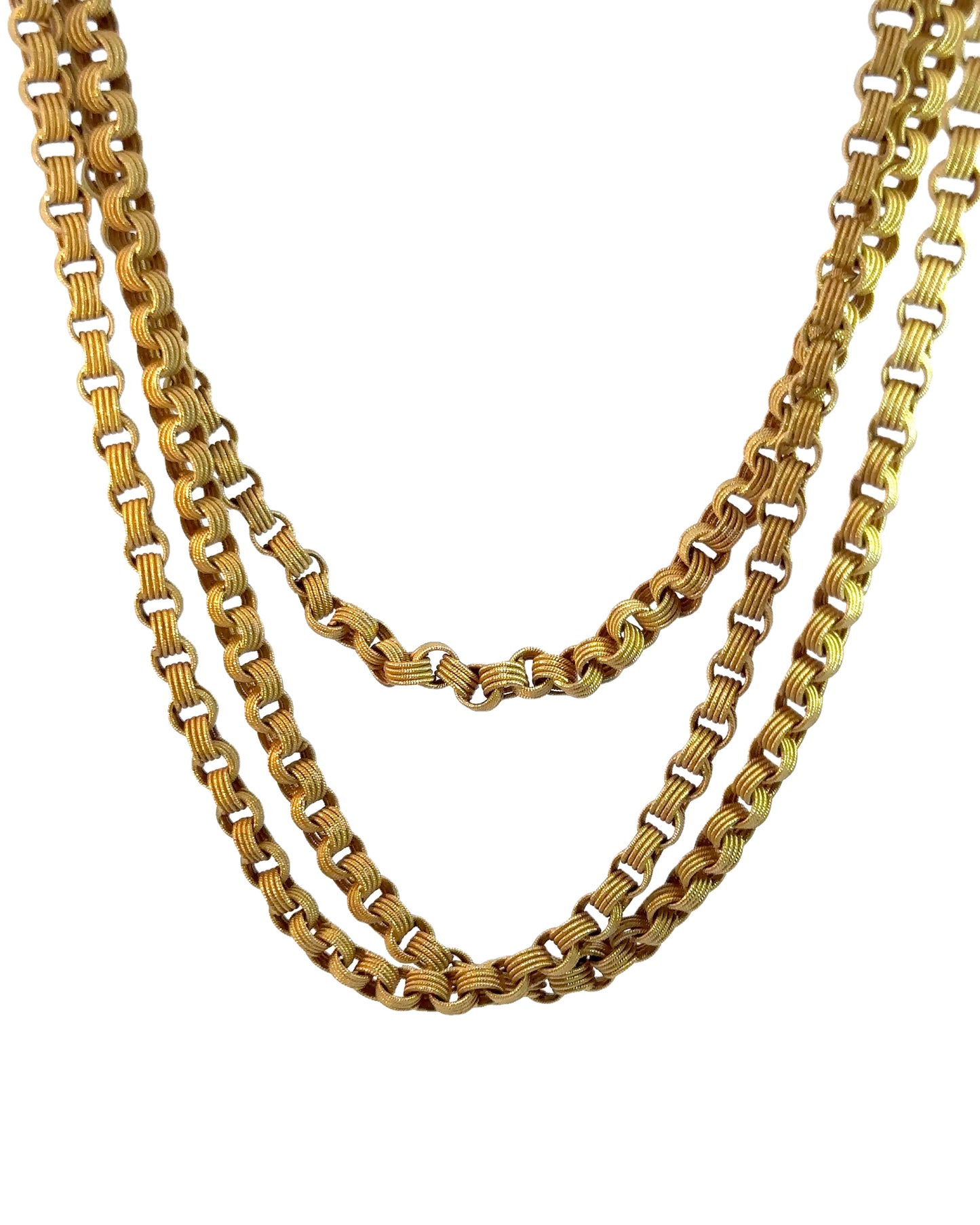 Antique 18k Matte Woven Rolo Chain