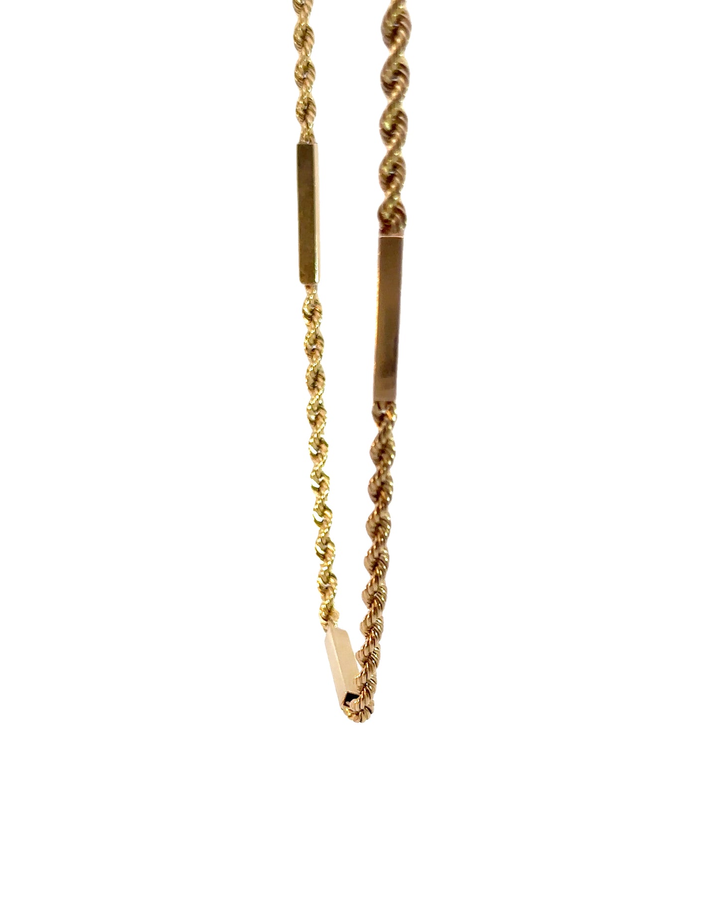 Vintage 14k Yellow Gold Rope and Bar Chain