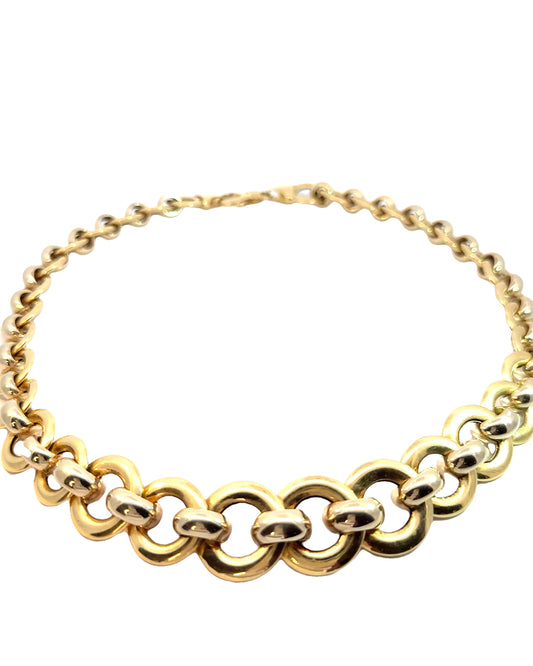 Vintage 18k Two-Tone Gold Circle Link Collar Necklace