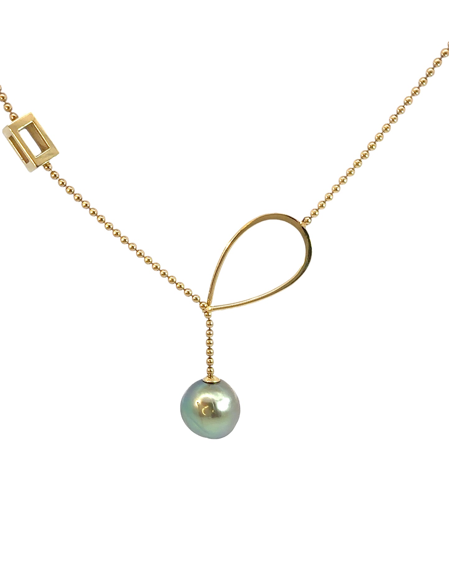 Vintage 18k Yellow Gold Pearl Lariat Necklace