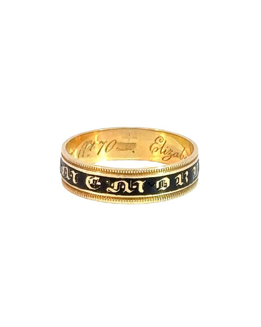 Antique Enamel Engraved Mourning Band