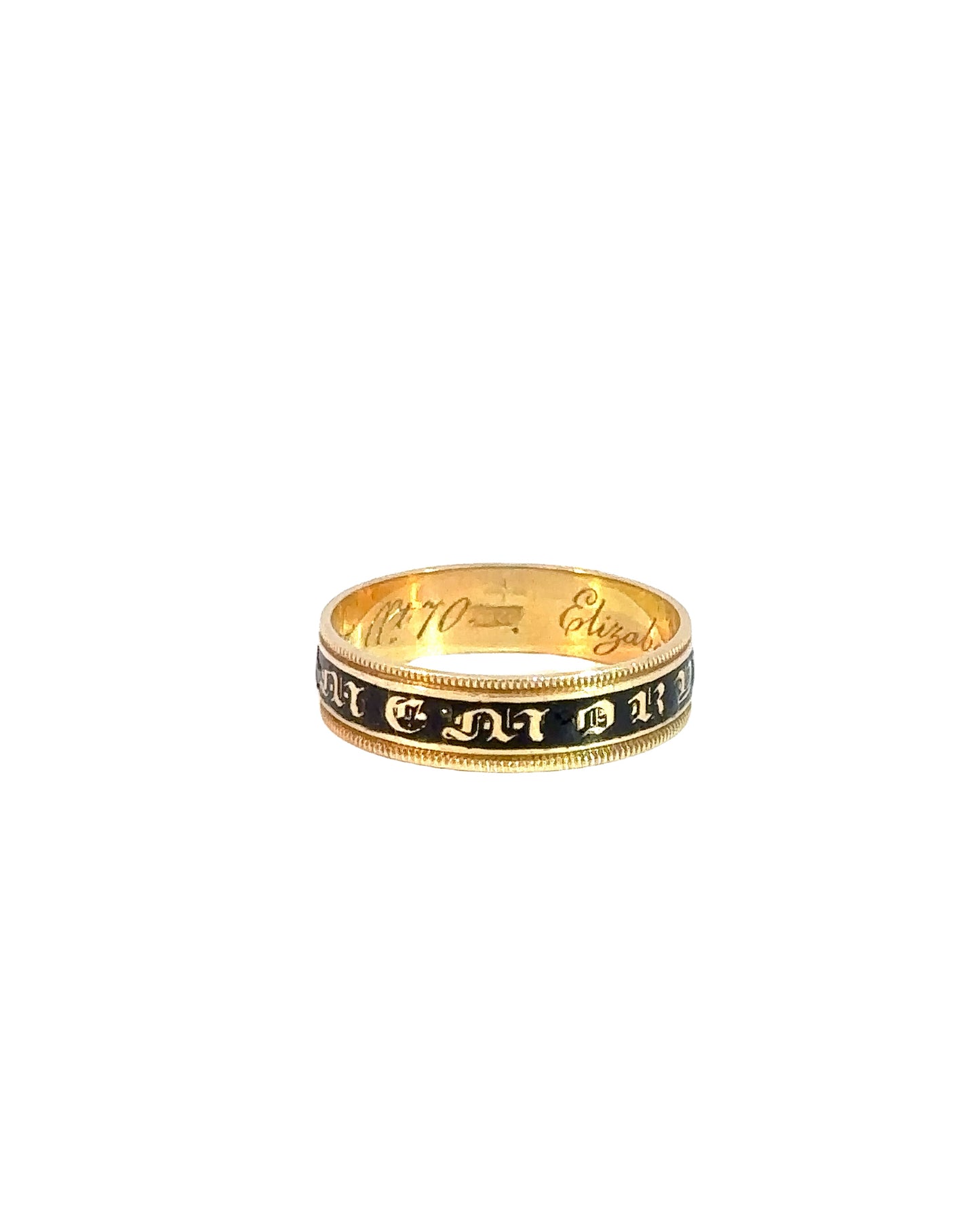 Antique Enamel Engraved Mourning Band
