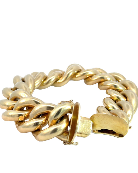 Vintage 18k Yellow Gold Chunky Curb Bracelet