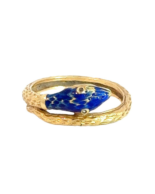 Vintage 18k Enamel Snake Ring
