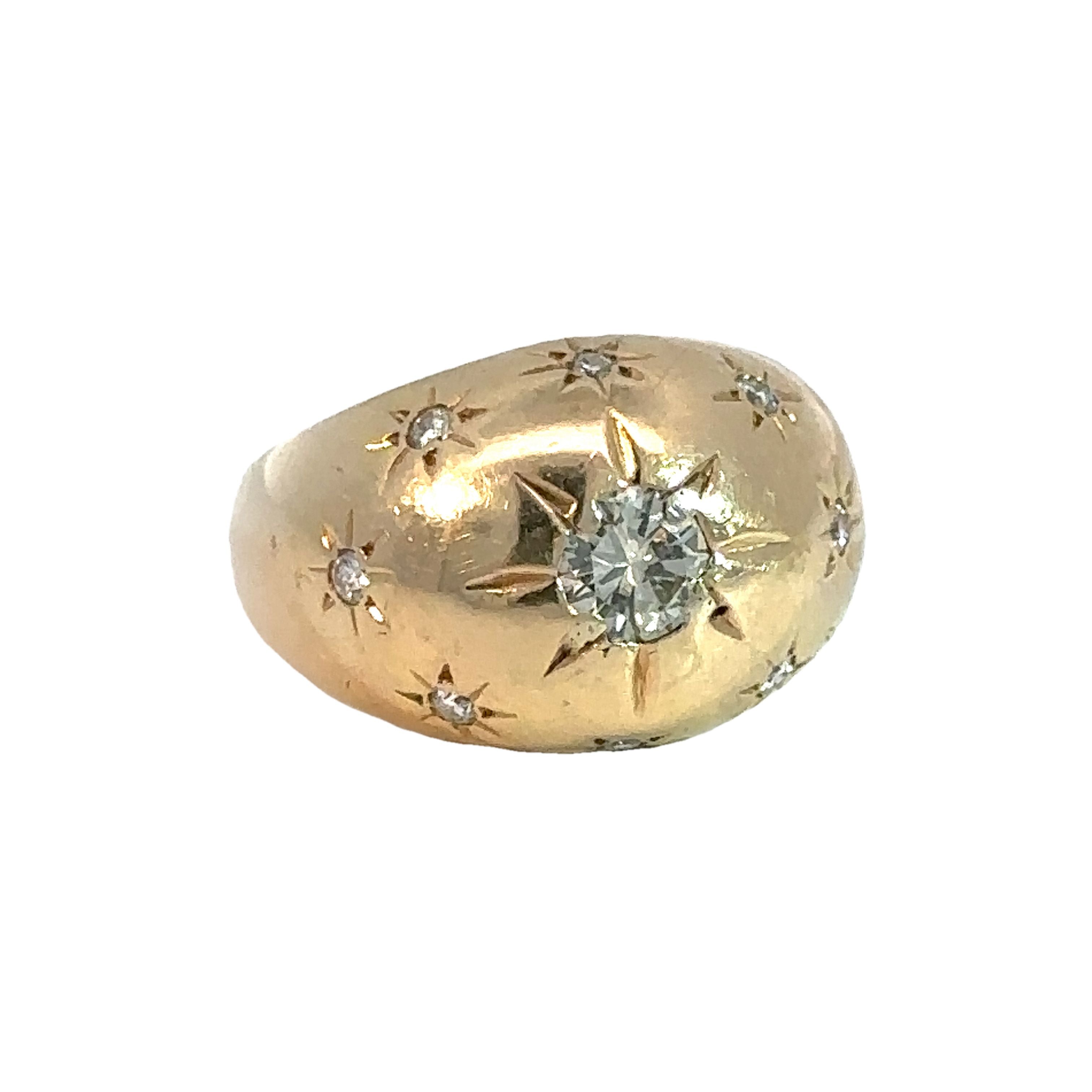 Bomb Star Rings Vintage 14k Yellow Gold Starry Diamond Bombe Ring – Estate Jewelry Mama