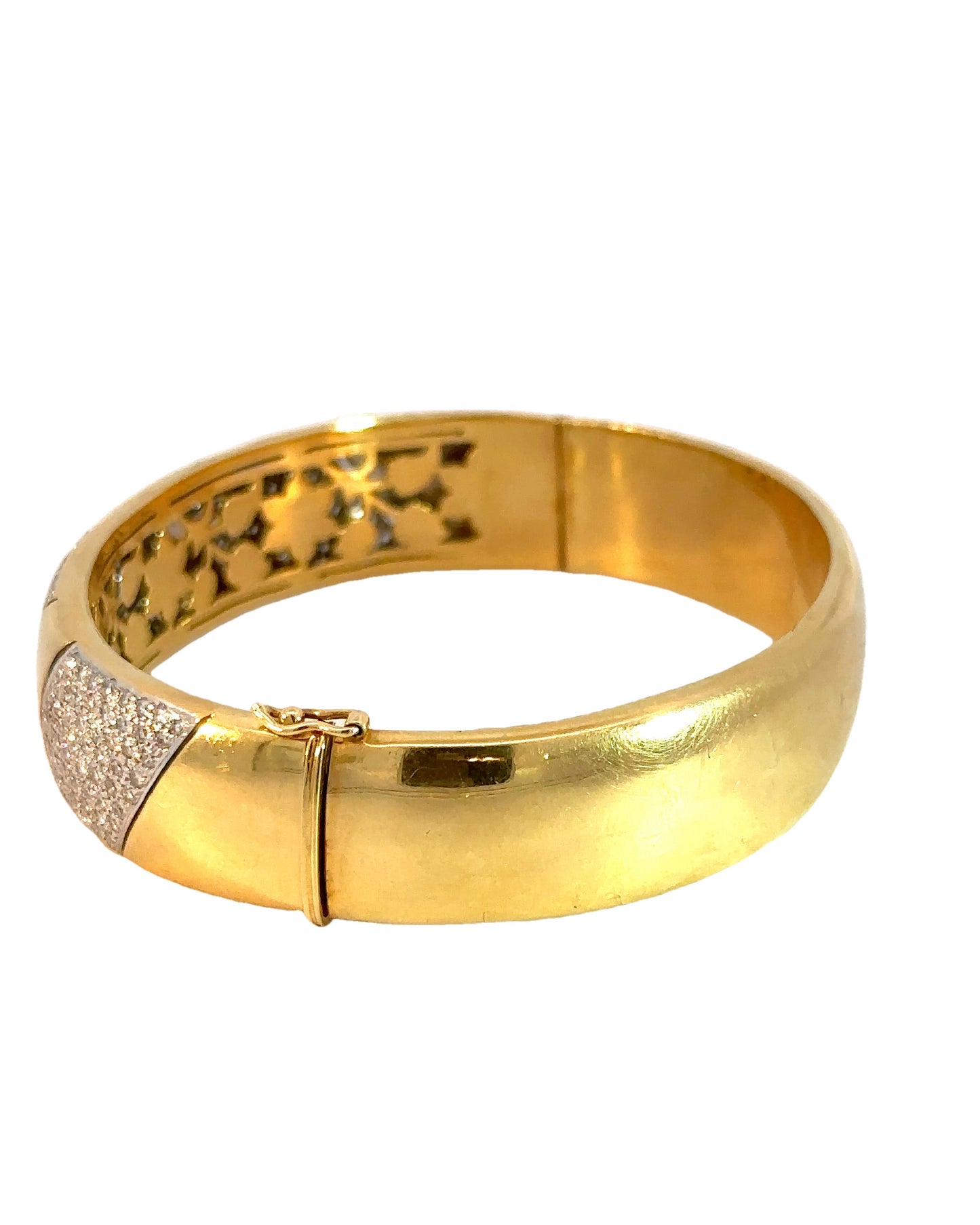 Vintage Pavé Diamond and 18k Yellow Gold Bangle Bracelet