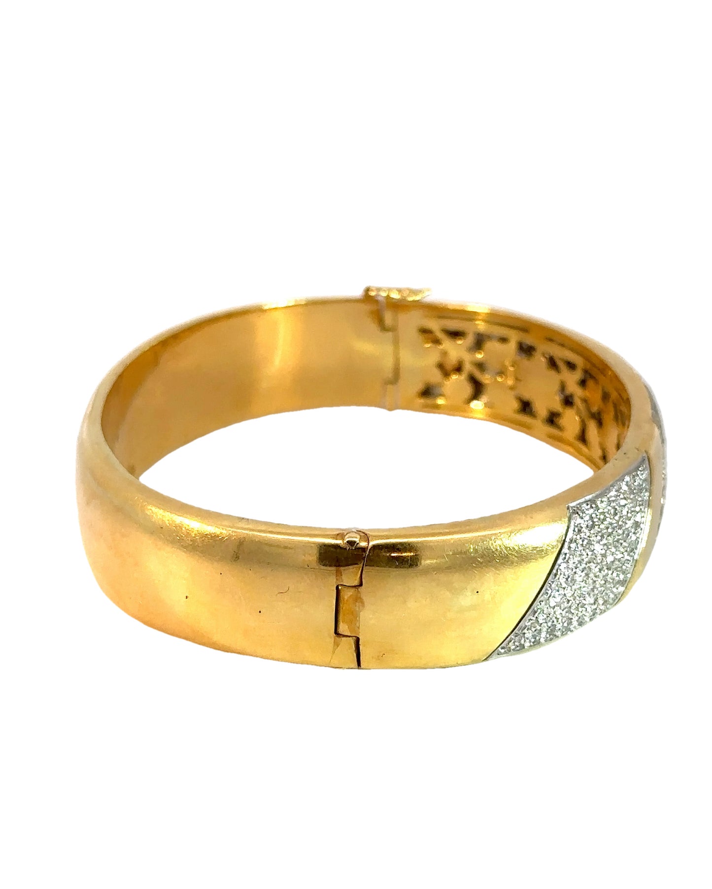 Vintage Pavé Diamond and 18k Yellow Gold Bangle Bracelet