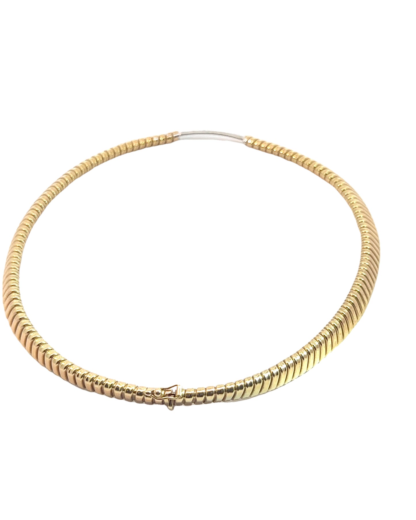 Vintage Banded Gold and Diamond Tubogas Collar Necklace