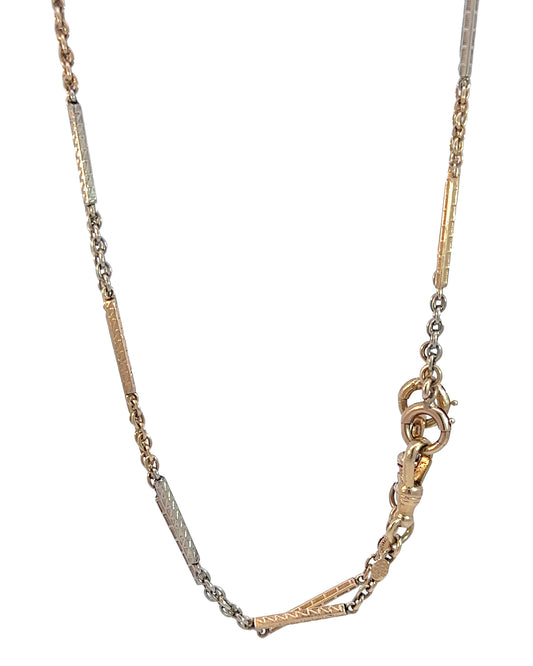 Art Deco 14k Gold Two Tone Watch Chain Set
