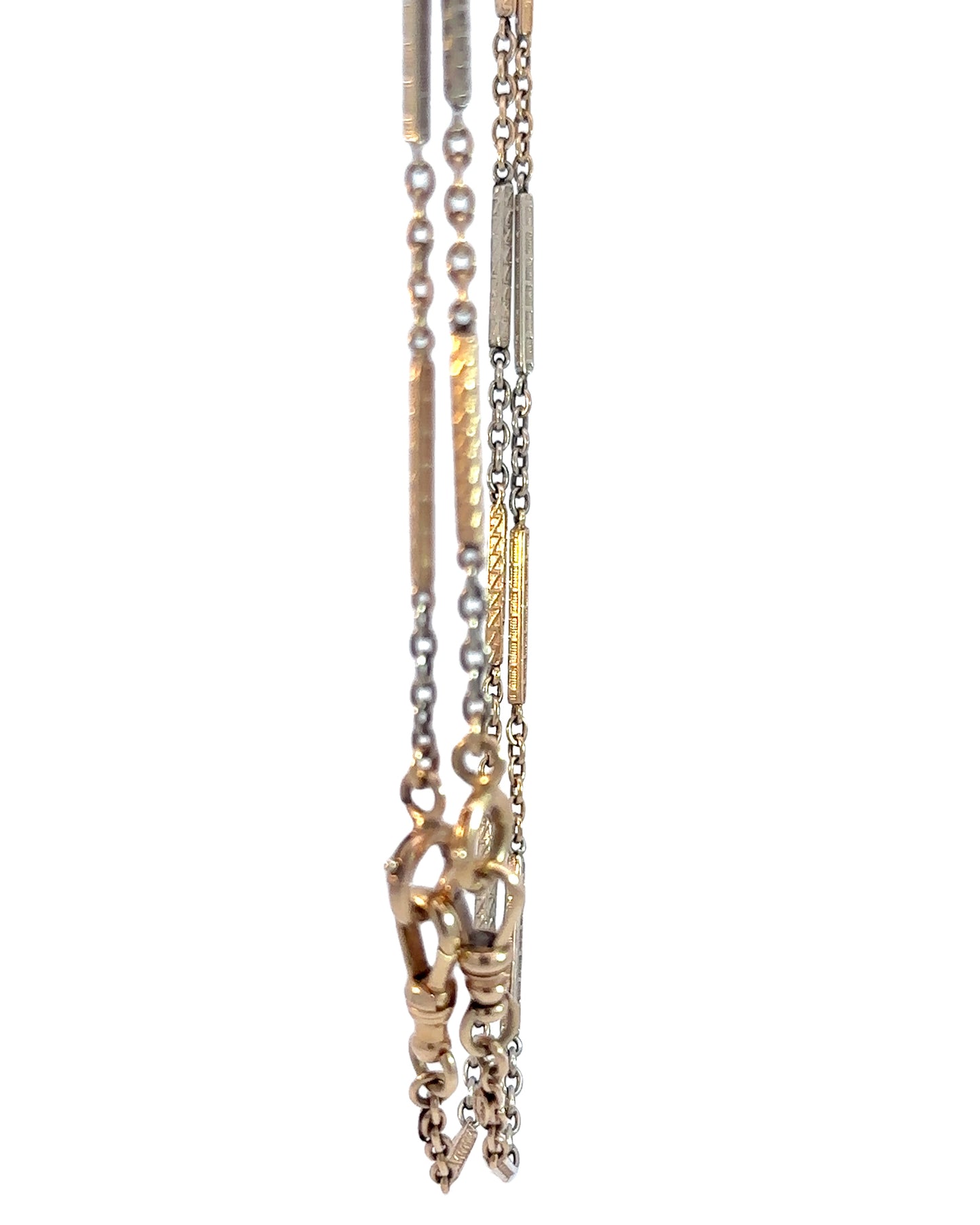 Art Deco 14k Gold Two Tone Watch Chain Set