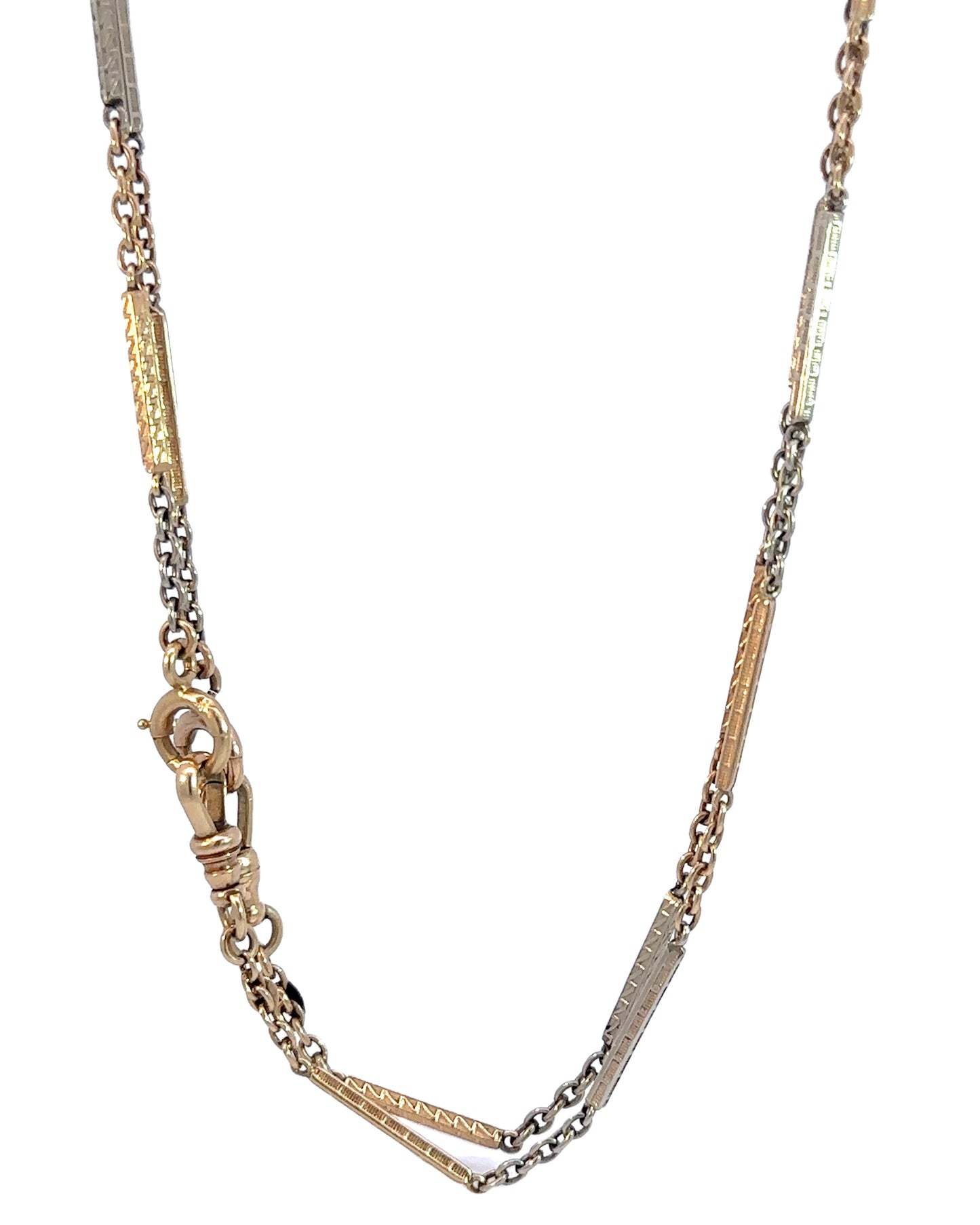 Art Deco 14k Gold Two Tone Watch Chain Set