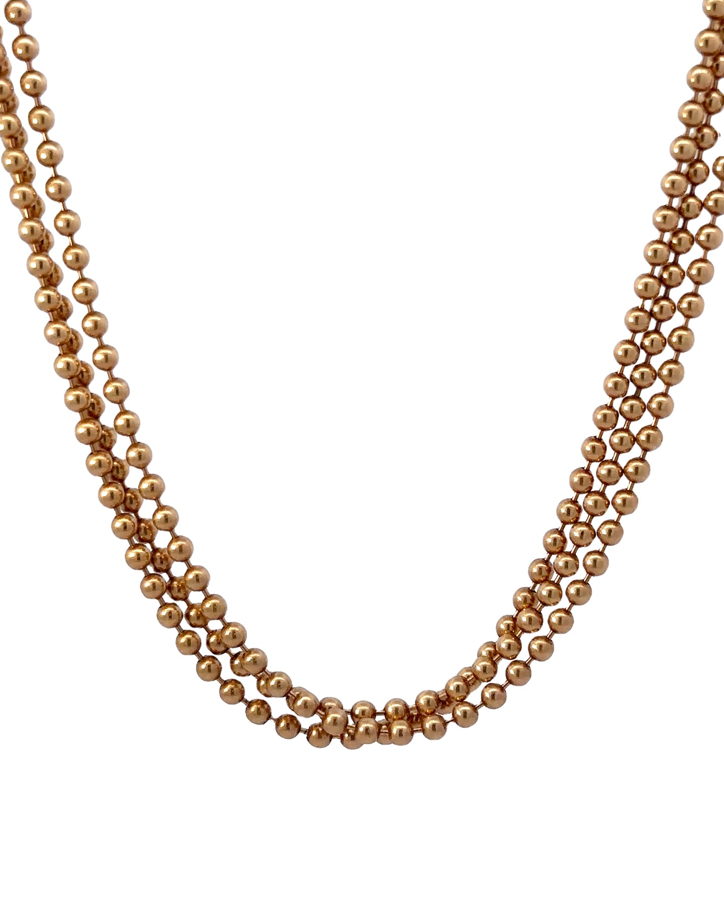 Vintage 14k Yellow Gold Three Strand Street Ball Chain