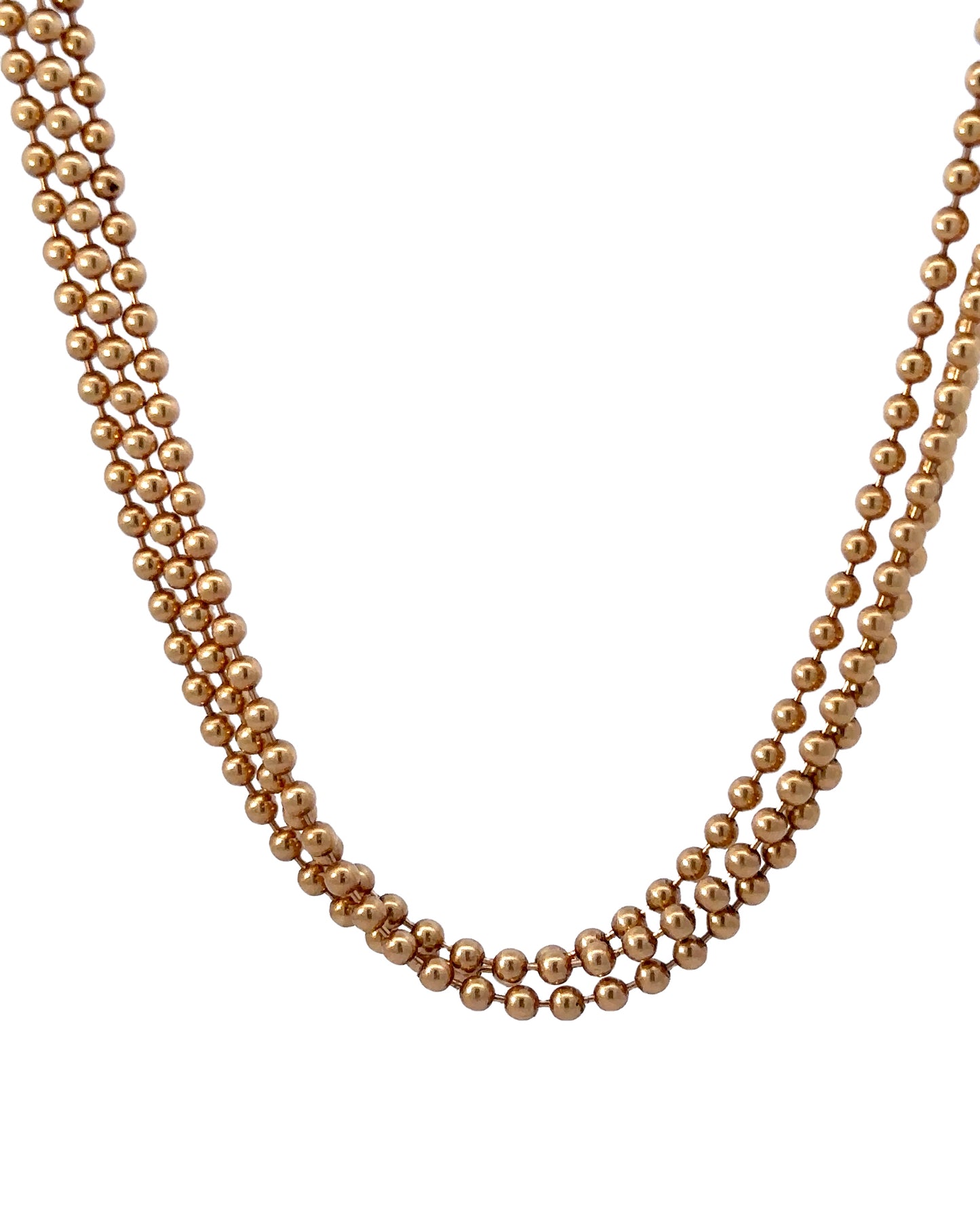 Vintage 14k Yellow Gold Three Strand Street Ball Chain