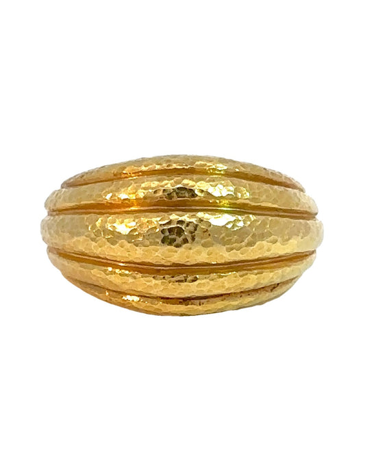 Vintage 18k Yellow Gold Textured Italian Dome Ring