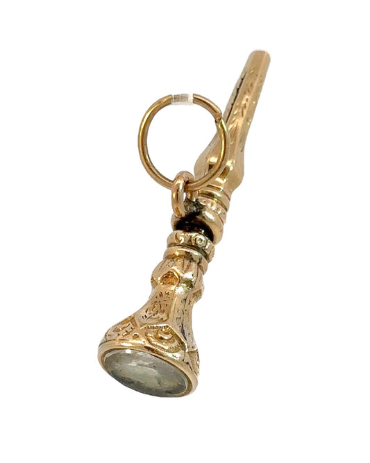 Antique 14k Yellow Gold Rock Crystal FOB