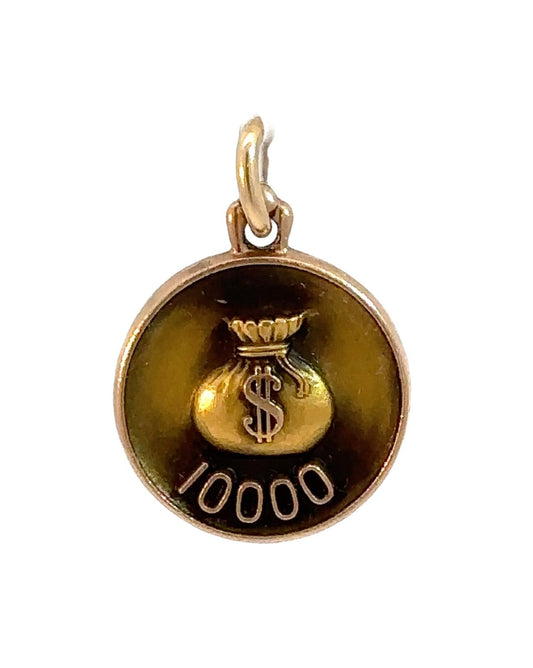 Vintage Money Bag $10,000 10k Gold Charm