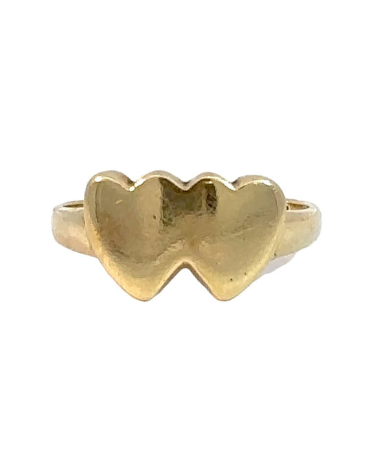 Vintage 14k Yellow Gold Double Heart Ring