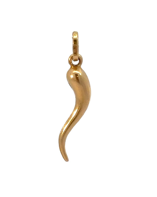 Vintage 18k Yellow Gold Small Cornicello Charm