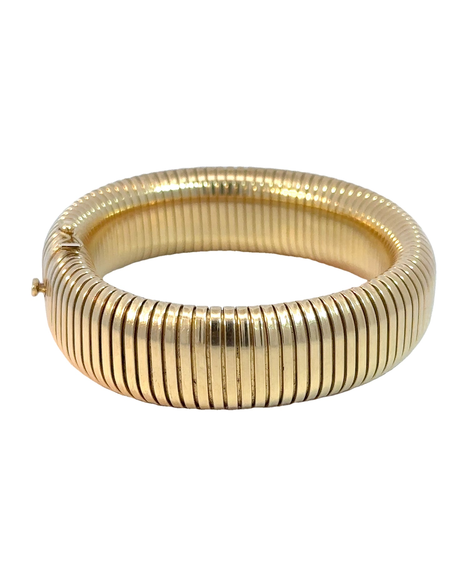 Vintage 18k Yellow Gold UK Hallmarked Wide Tubogas Bracelet