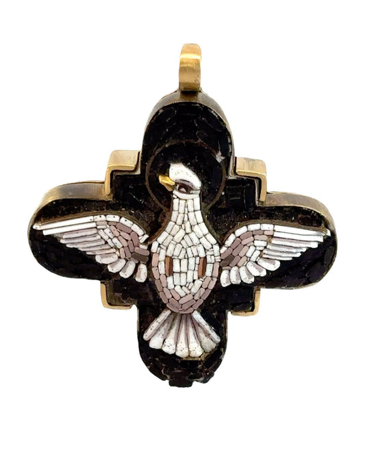 Grand Tour Era Italian Dove Micromosaic Pendant