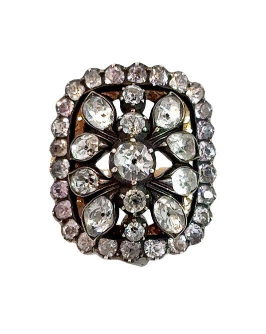 Georgian Portuguese Gold and Silver Minas Novas Rock Crystal Ring