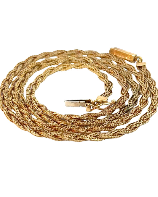 Vintage Uno A Erre 14k Yellow Gold Designer Braided Chain