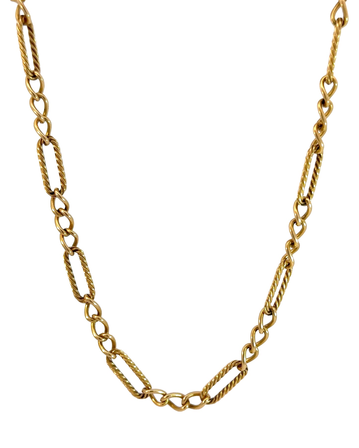 Antique French 18k Yellow Gold Alternating Paperclip Chain