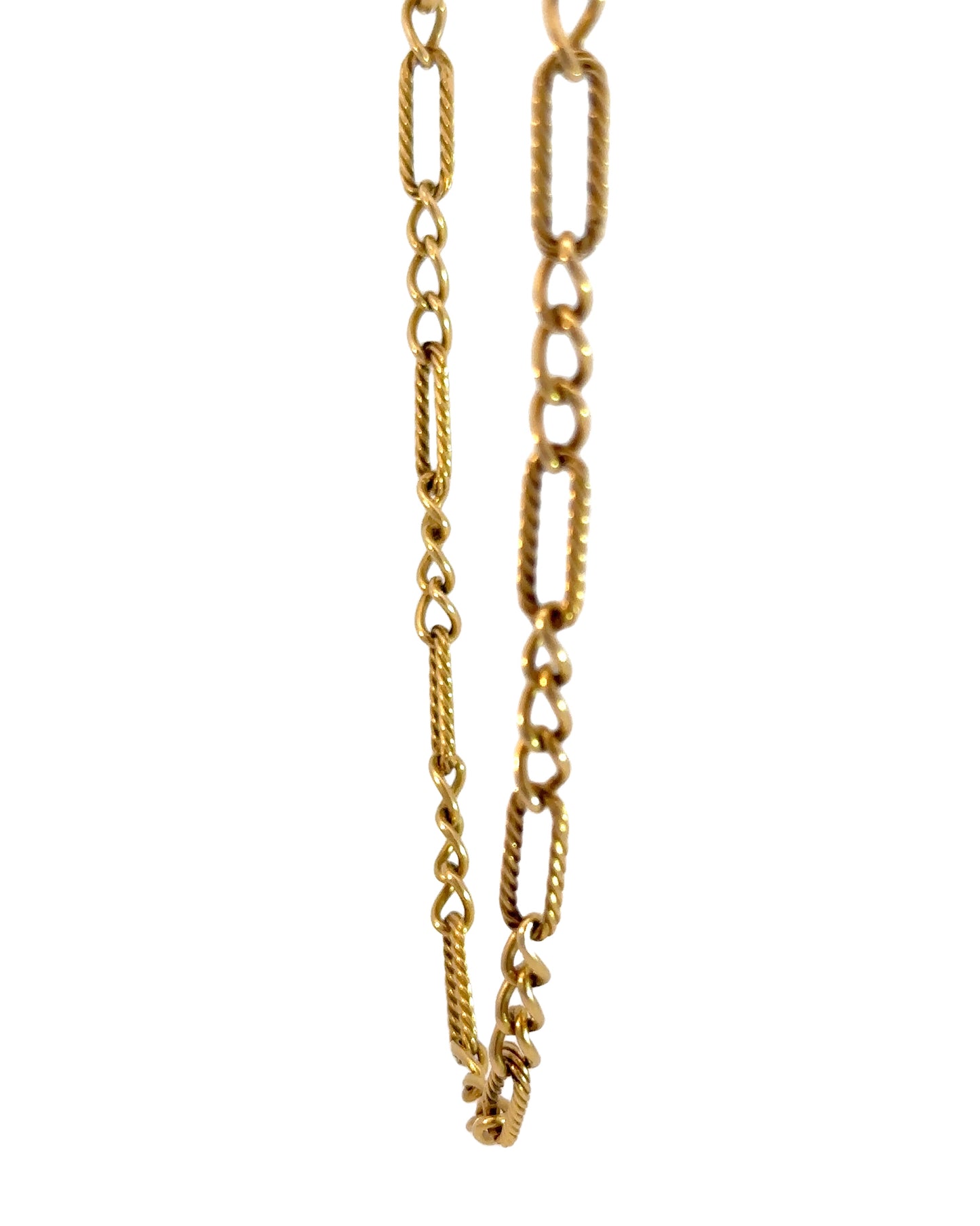 Antique French 18k Yellow Gold Alternating Paperclip Chain