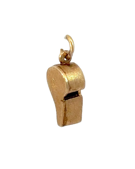 Mini Vintage 18k Yellow Gold Whistle Pendant