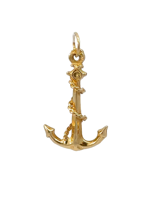 Vintage 14k Yellow Gold Rope and Anchor Pendant