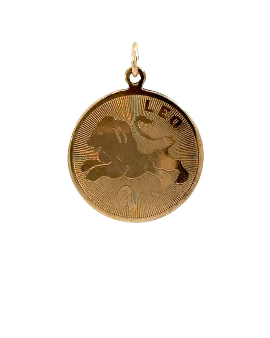 Vintage 14k Gold Leo Lion Zodiac Pendant