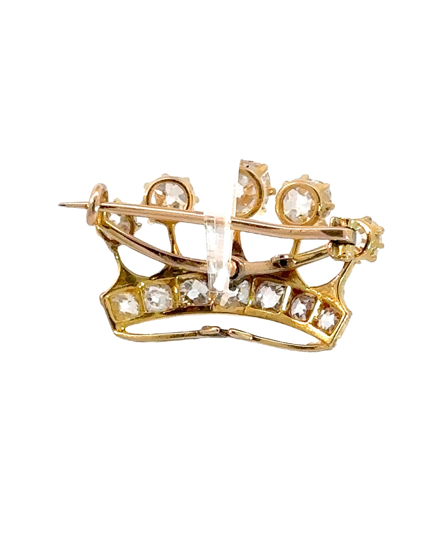 Victorian Old Mine Cut Diamond Crown Brooch