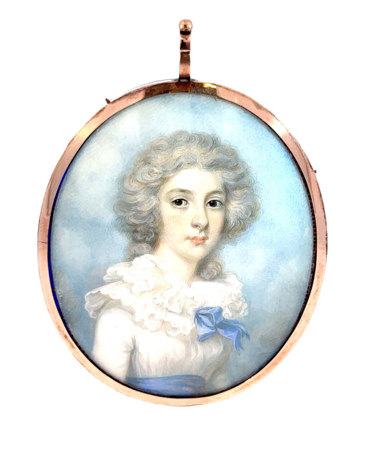 Georgian Woman in White Portrait Pendant