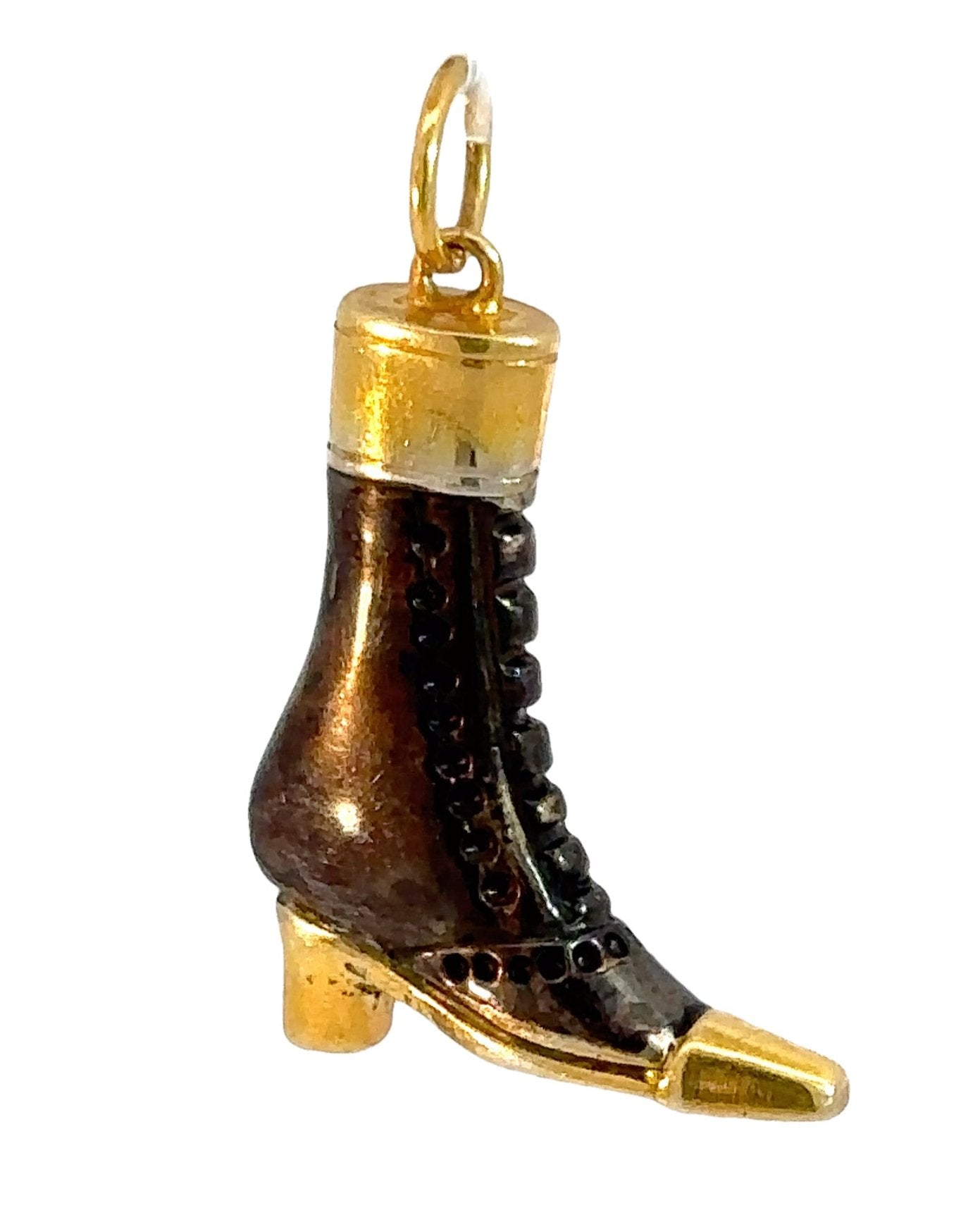 EJM Oxidized Silver and Yellow Gold Victorian Boot