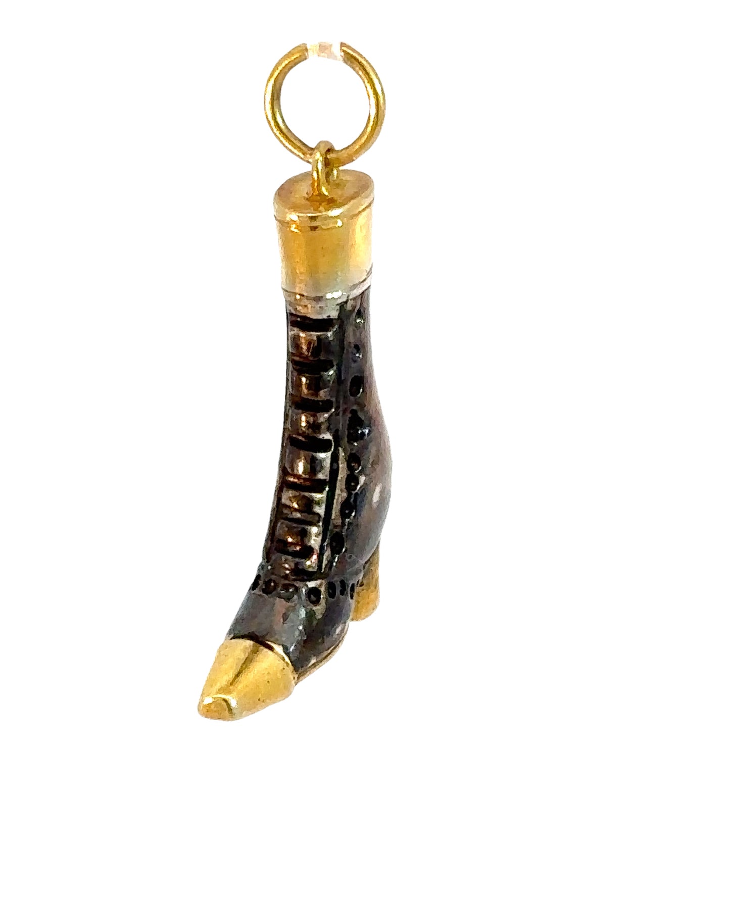 EJM Oxidized Silver and Yellow Gold Victorian Boot