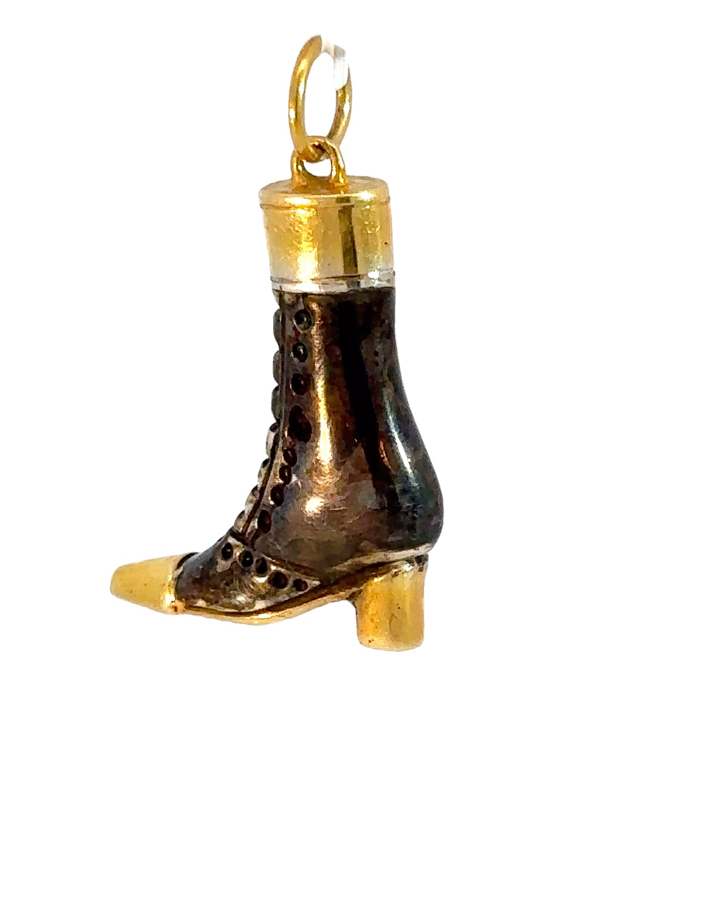 EJM Oxidized Silver and Yellow Gold Victorian Boot