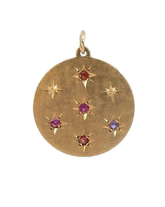 Vintage 14k Yellow Gold Star Set Gemstone Pendant