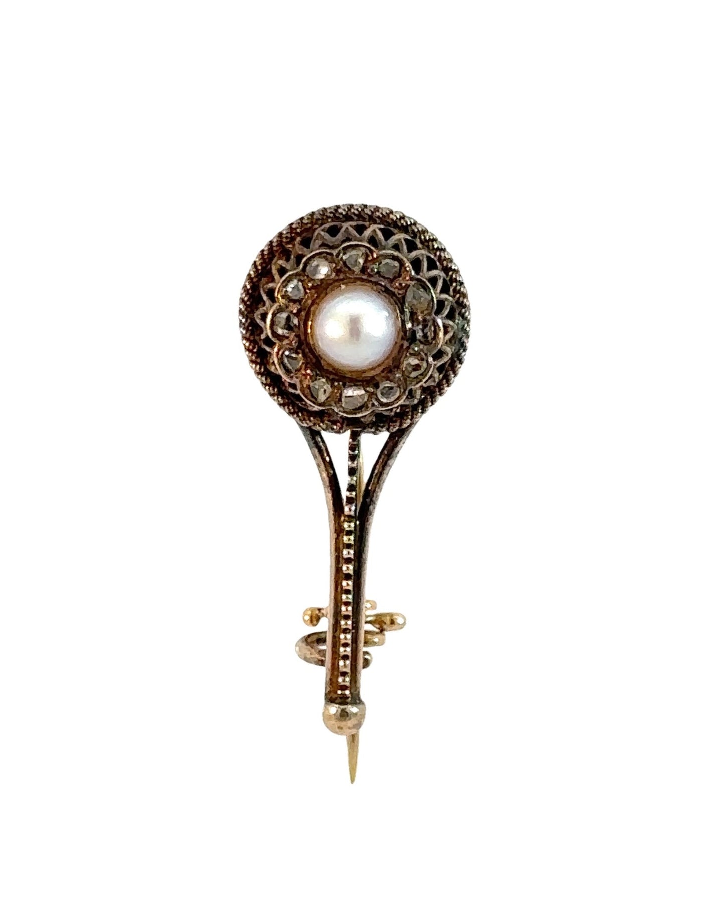 Georgian 18k Gold, Diamond and Pearl Halley's Comet Brooch