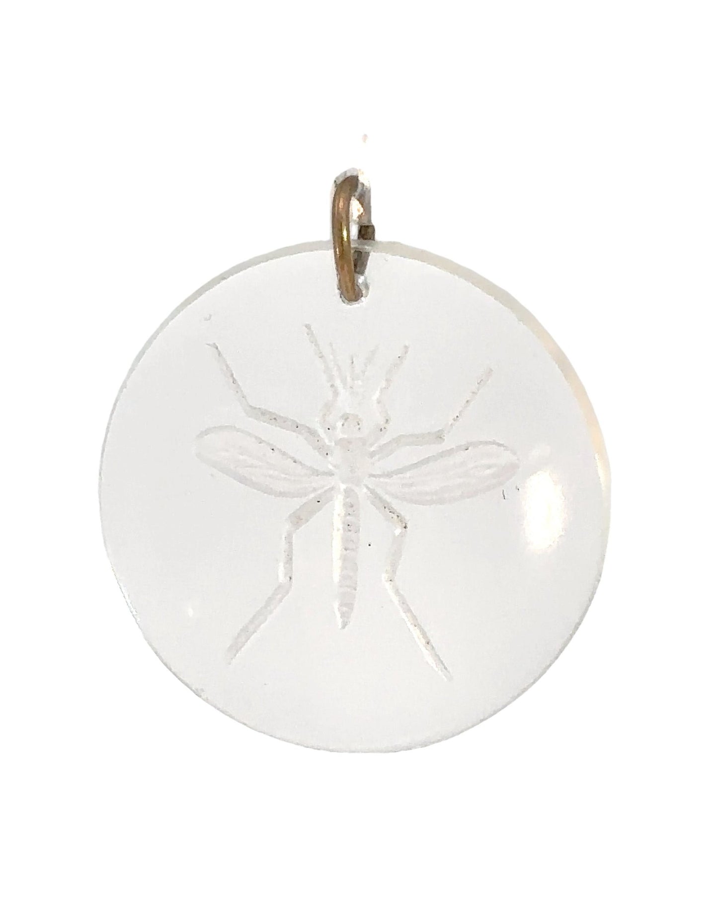 Vintage Carved Glass Mosquito Relief Pendant