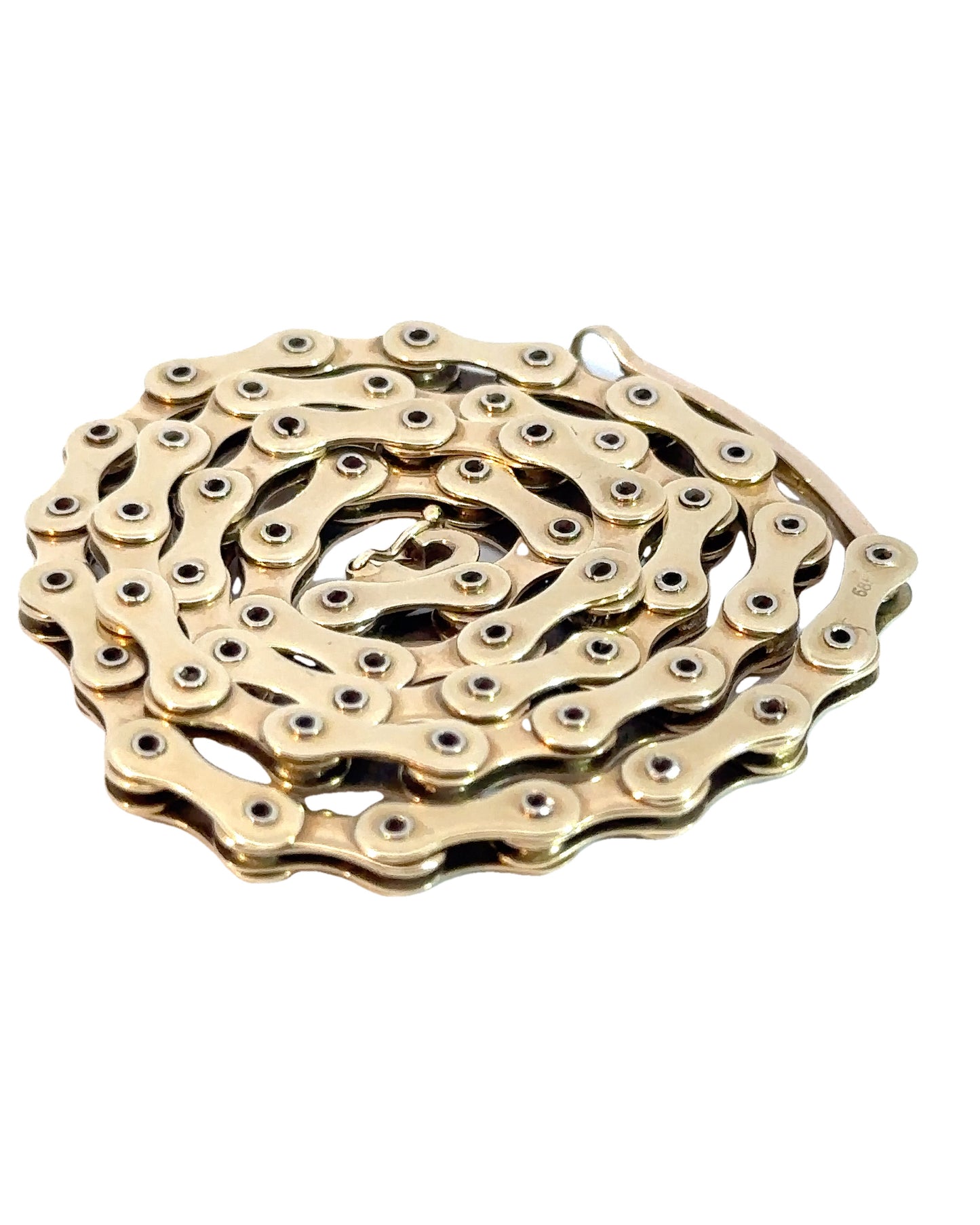 Vintage Solid 14k Yellow Gold Italian Bike Chain Collar Necklace