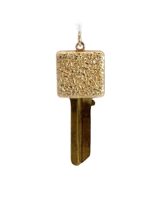 Vintage 14k Yellow Gold Topped Brass Uncut Key Pendant
