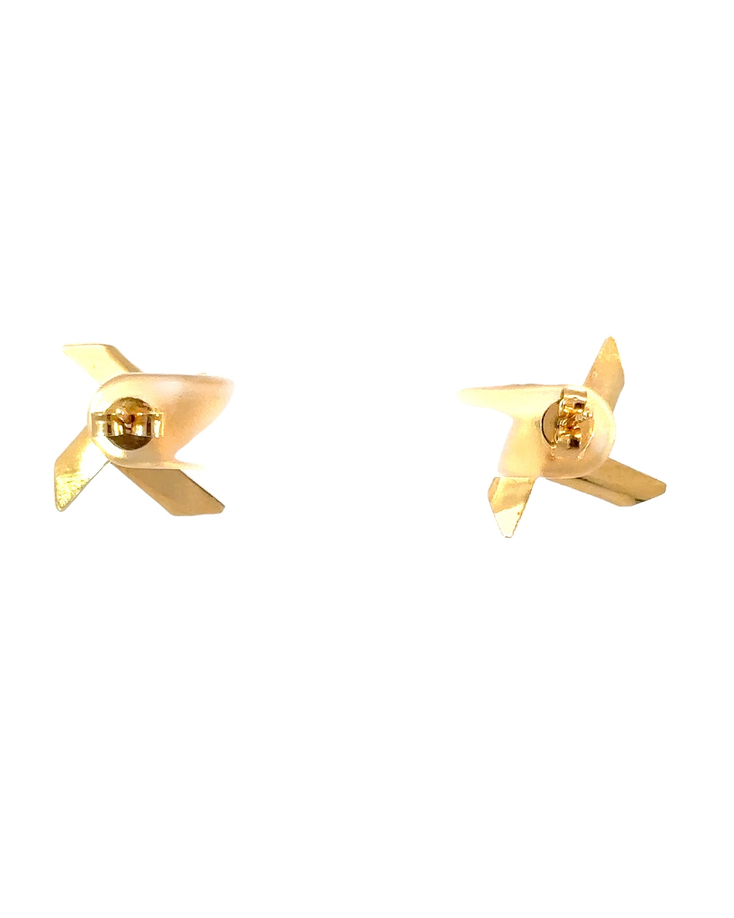 Vintage 18k Yellow Gold Articulated Pinwheel Earrings