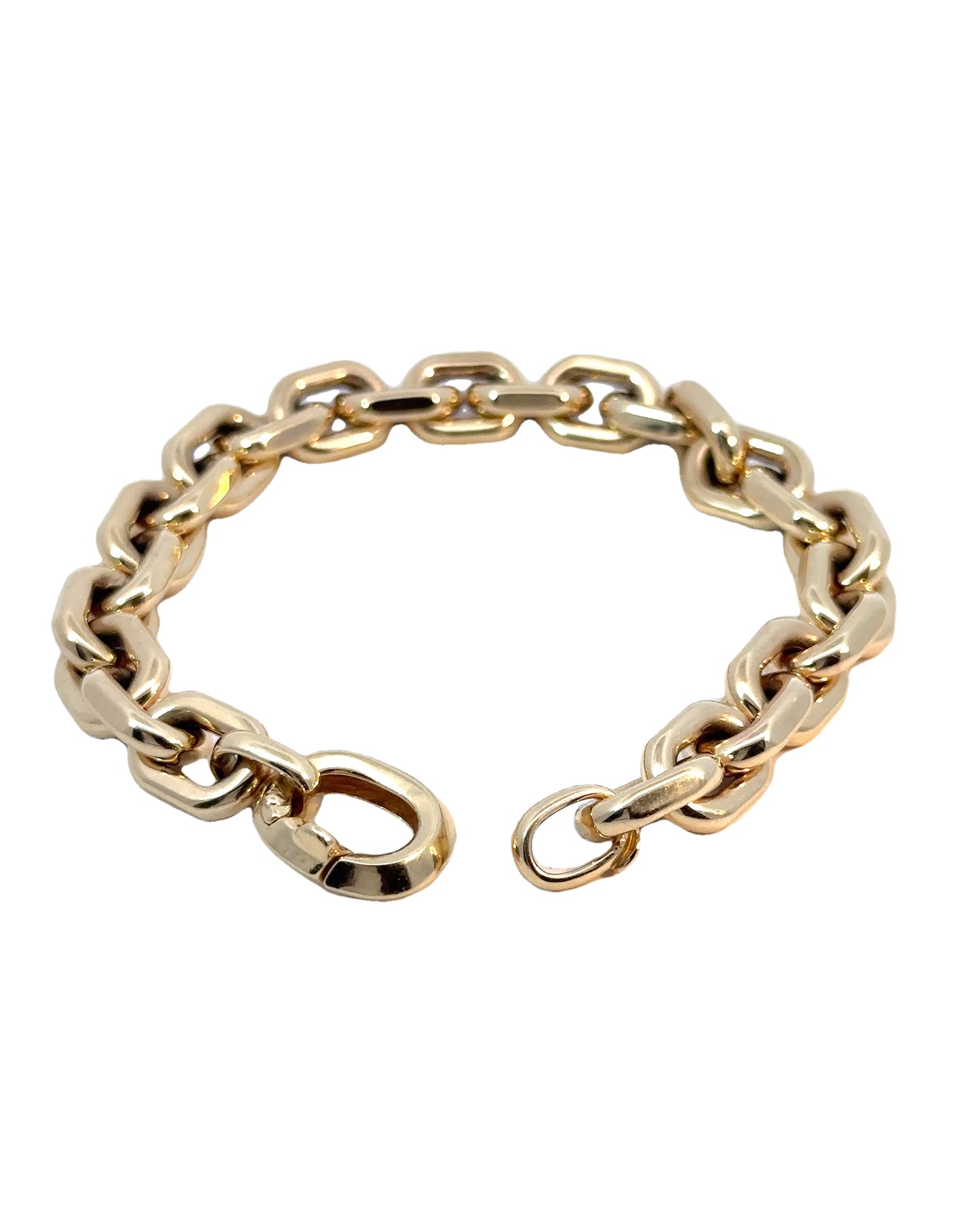 Vintage 14k Yellow Gold Semi Solid Chunky Biker Link Bracelet