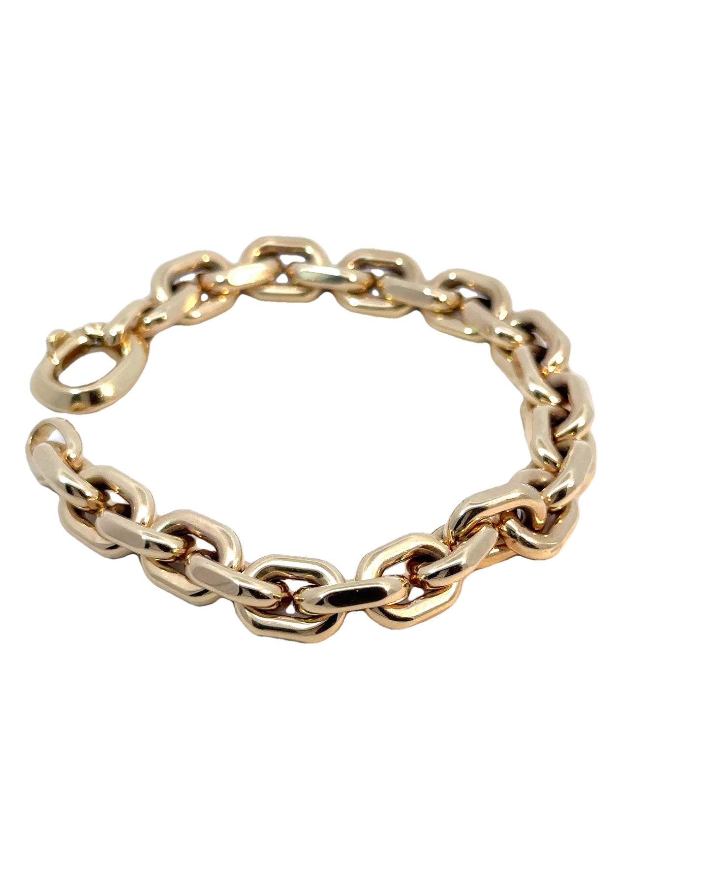 Vintage 14k Yellow Gold Semi Solid Chunky Biker Link Bracelet