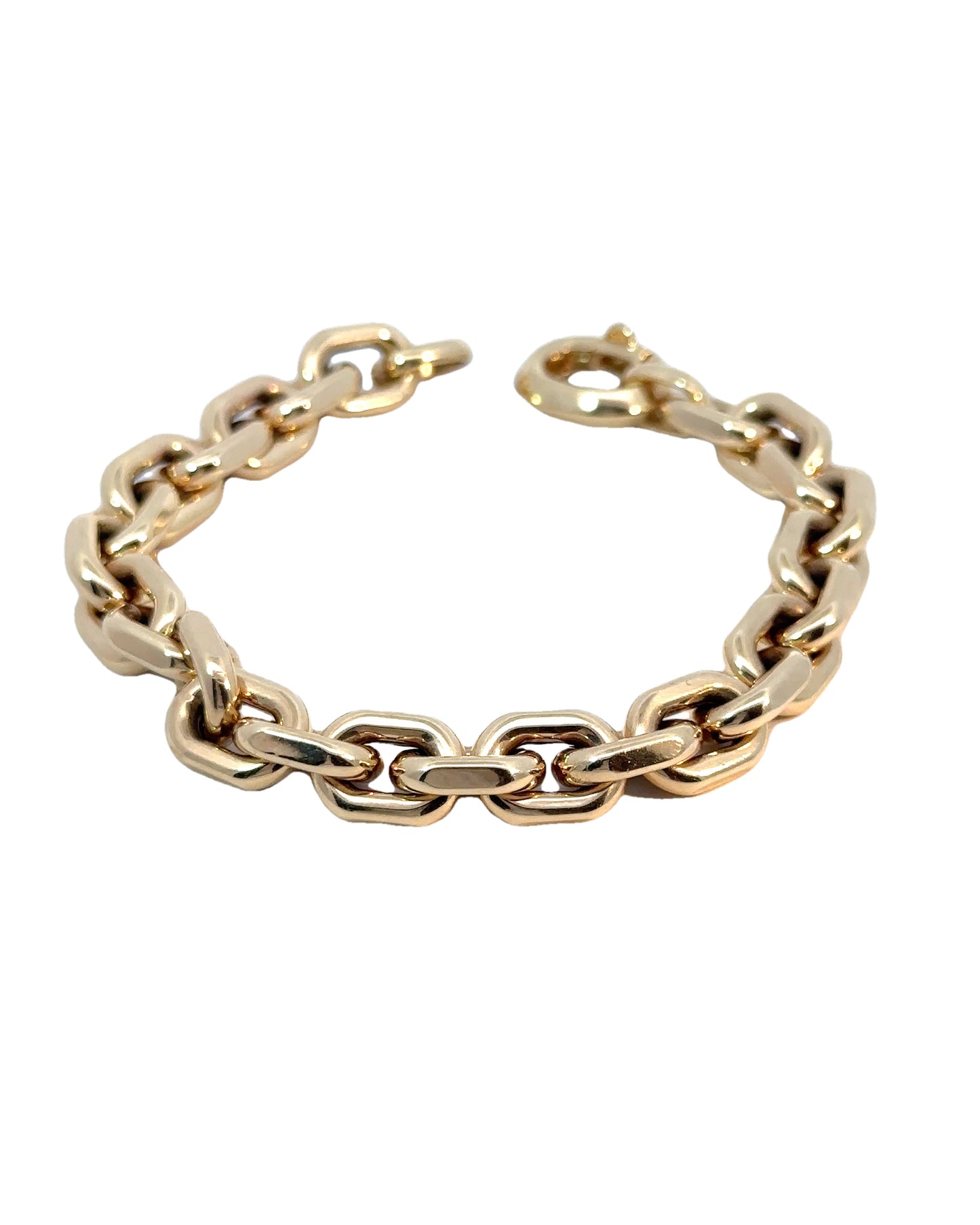 Vintage 14k Yellow Gold Semi Solid Chunky Biker Link Bracelet