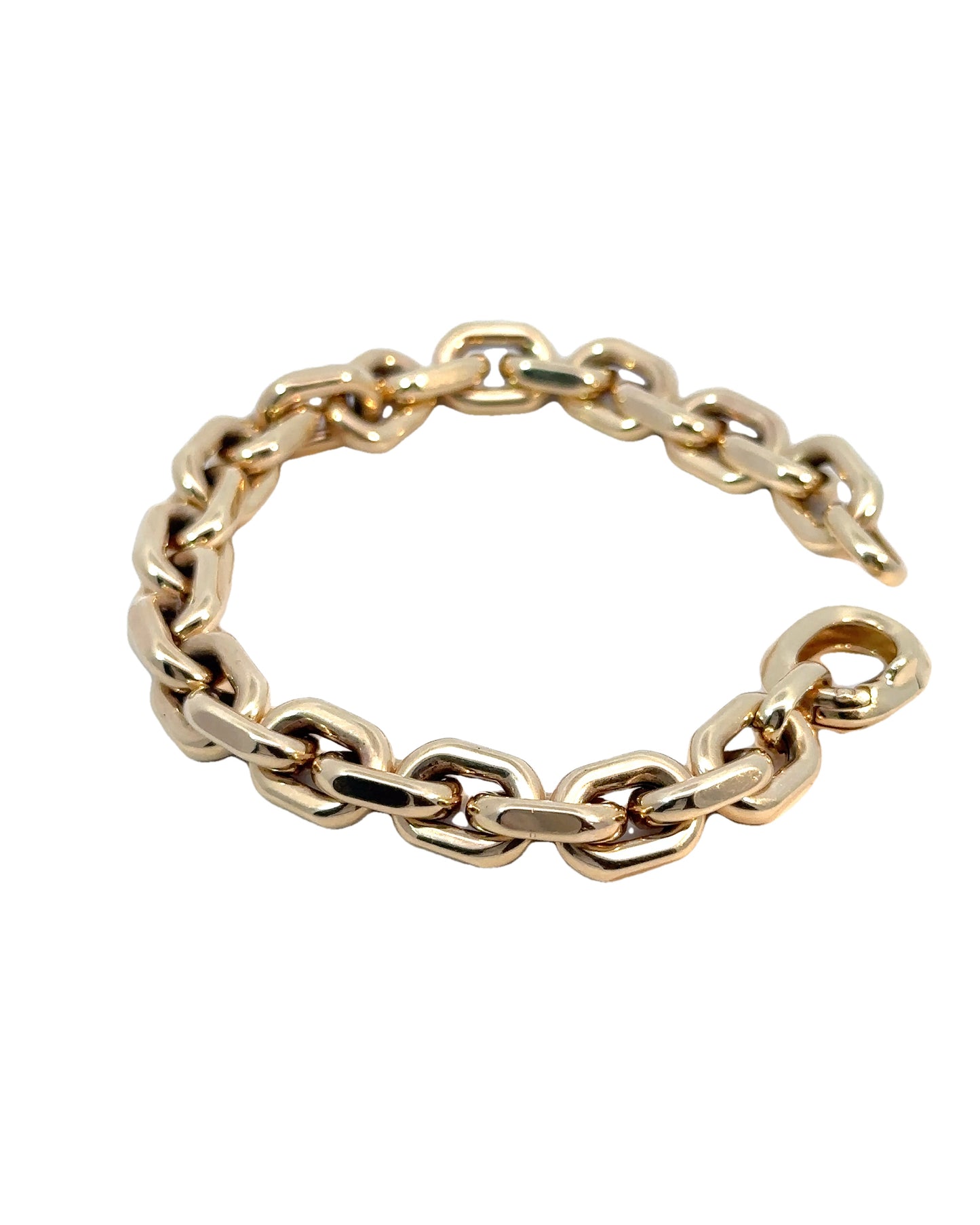 Vintage 14k Yellow Gold Semi Solid Chunky Biker Link Bracelet